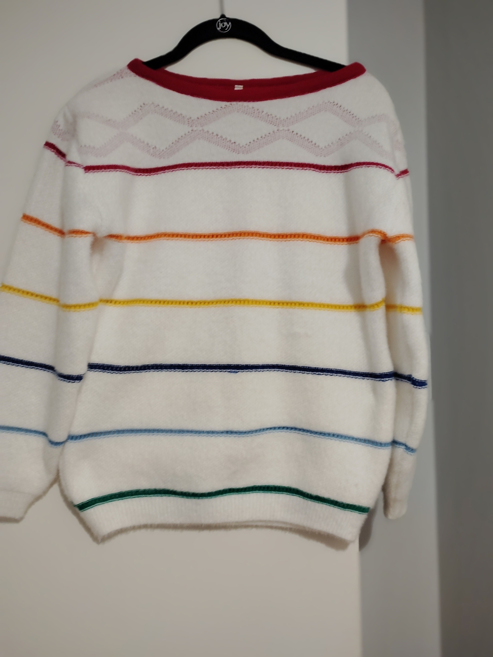 Women’s White Rainbow Stripe Sweater